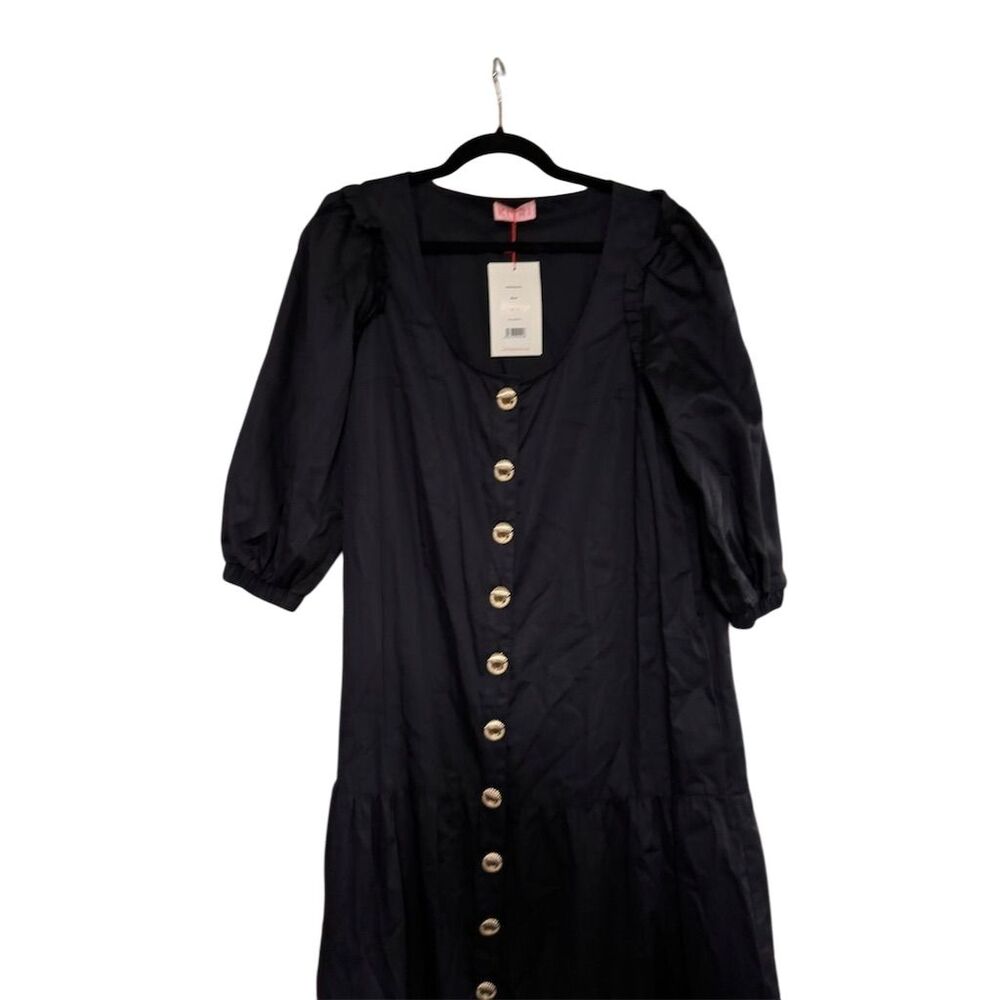 Kitri Women's Black Button Front Midi Dress Size 14 Casual Puff Sleeve — image 4 of 8